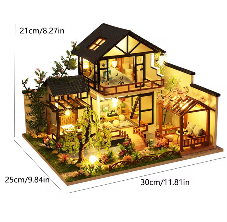 Building Model Doll House 3D Puzzle Mini DIY Kit Production and Assembly of Room Toys, Home Bedroom Decoration with Furniture