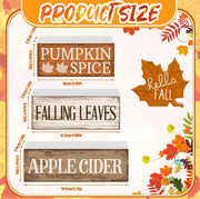 4pcs Wooden Fall Tabletop Decor Maple Leaf Tiered Trays, Rustic Farmhouse Autumn Centerpiece with Block Signs, Christmas Decor
