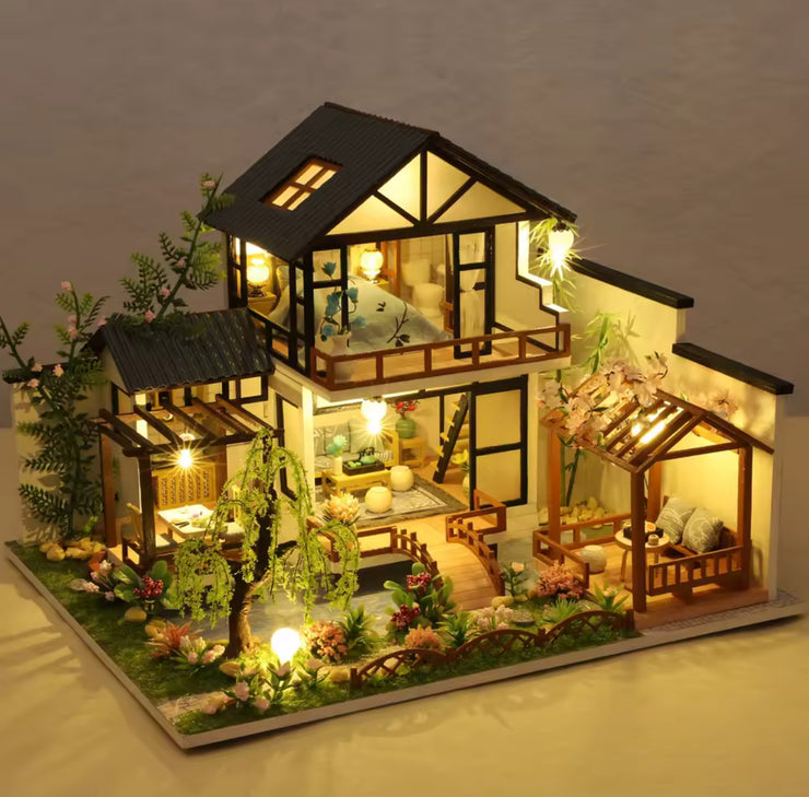 Building Model Doll House 3D Puzzle Mini DIY Kit Production and Assembly of Room Toys, Home Bedroom Decoration with Furniture